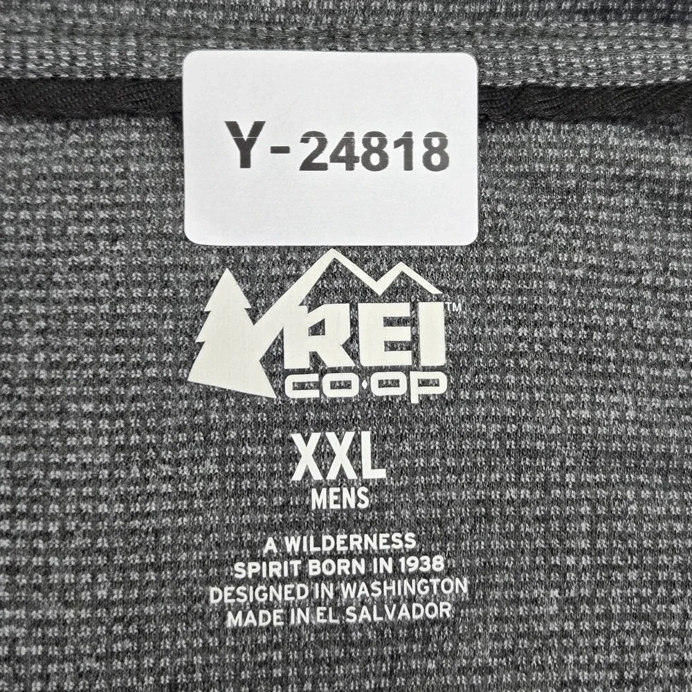 REI‎ Co-Op Men Shirt XXL Gray Henley Polyester Wool Geometric Waffle Knit